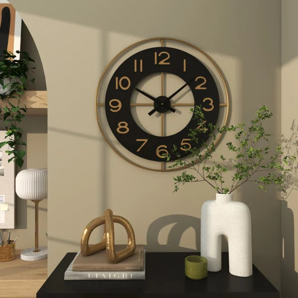 28-Inch Gold Metal Decorative Wall Clock with Elegant Gold Accents